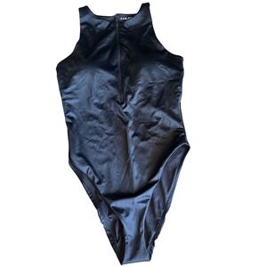 Fabletics Womens Black High Neck Quarter Zip One Piece Swimsuit Size S NWT